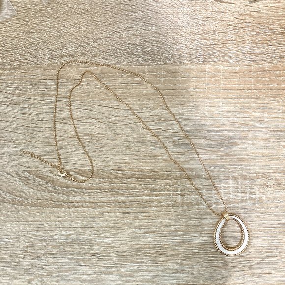 Vegan Leather Cream Snakeskin Gold Bead Chain Pendant Necklace - Picture 4 of 7